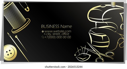 Electric Sewing Machine And Sewing Accessories, Golden Business Card