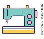 Electric sewing machine icon. Colorful illustration of a sewing machine, ideal for projects related to tailoring, dressmaking, crafts, and textile arts.