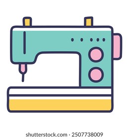 Electric sewing machine icon. Colorful illustration of a sewing machine, ideal for projects related to tailoring, dressmaking, crafts, and textile arts.