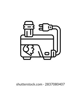 Electric sharpener line icon for home appliances, household equipment, stationery, electrical devices, school supplies, office tools, web, mobile apps, and infographic design, isolated