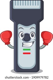 Electric shaver Caricature character design as a champion of boxing competition. Vector illustration