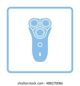Electric shaver icon. Blue frame design. Vector illustration.