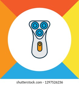 Electric shaver icon colored line symbol. Premium quality isolated appliance element in trendy style.