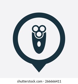 electric shaver icon map pin on white background
