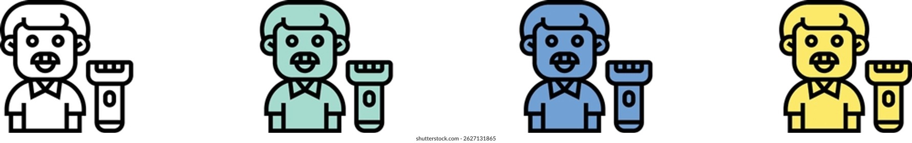 electric shaver icon. Outline, Green, Blue and Yellow Style Design Isolated On White Background