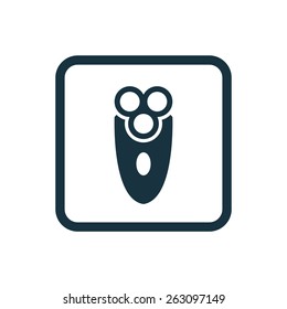 electric shaver icon Rounded squares button, on white background 