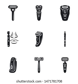 Electric shaver icon set. Simple set of 9 electric shaver vector icons for web design isolated on white background