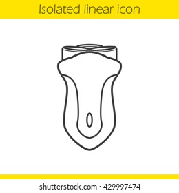 Electric shaver linear icon. Thin line illustration. Electric razor contour symbol. Vector isolated outline drawing