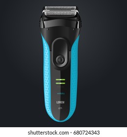 Electric shaver over dark background, product vector illustration