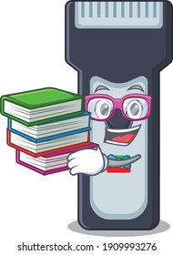 Electric shaver student mascot design read many books when study at home. Vector illustration