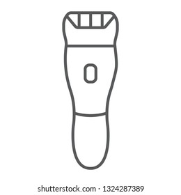 Electric shaver thin line icon, barber and hairstyle, hairclipper sign, vector graphics, a linear pattern on a white background, eps 10.