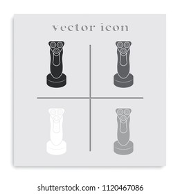 Electric shaving machine flat black and white vector icon.