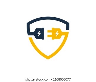 Electric Shield Icon Logo Design Element