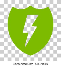 Electric Shield vector pictogram. Illustration style is flat iconic eco green symbol on a transparent background.