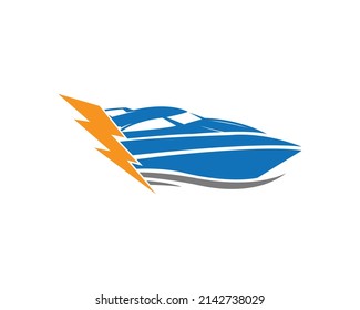 Electric Ship logo Template. Design Concept Vector Icon on a White Background.