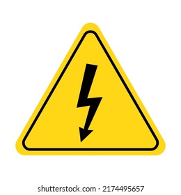 Electric Shock Danger Icon. High Voltage Shock Caution Sign With Electric Lightning. Warning, Danger, Yellow Triangle Sign. Vector Illustration.