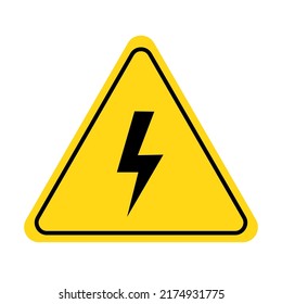 Electric shock danger icon. High voltage shock caution sign with electric lightning. Warning, danger, yellow triangle sign. Vector illustration.