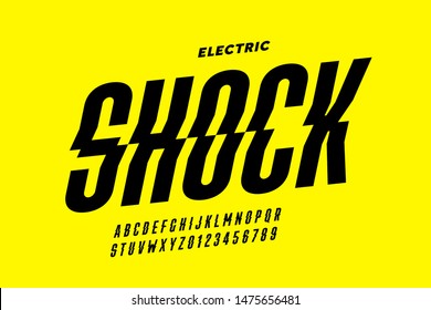 Electric Shock Font Design, Alphabet Letters And Numbers Vector Illustration