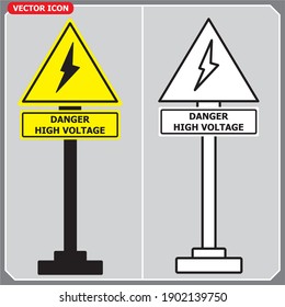 Señal del vector de riesgo de choque eléctrico aislado en el fondo blanco. 