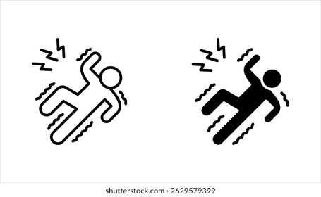 Conjunto de ícone de choque elétrico, pessoa eletrocutada, ilustração vetorial sobre fundo branco