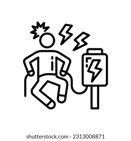 Icono de choque eléctrico en vector. Ilustración