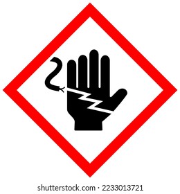 Electric shock risk, high voltage cable caution sign on white background. Beware on high voltage flat symbol, electrocution hazard warning vector illustration.