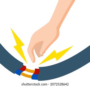 Electric Shock And Short Circuit. Safety Precautions. Hand Touches Bare Wire. High Voltage. Dangerous Situation. Damaged Electrical Wire. Spark In Outlet