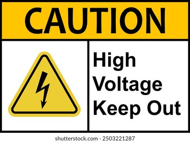 Electric shock sign. High voltage cable warning sign. High voltage equipment. Caution, do not touch the cable. Warning electrical hazard. Do not open electrical panel.