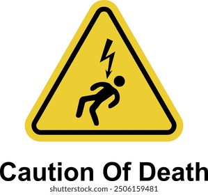 Electric shock sign. High voltage cable warning sign. High voltage equipment. Caution, do not touch the cable. Warning electrical hazard. Do not open electrical panel.