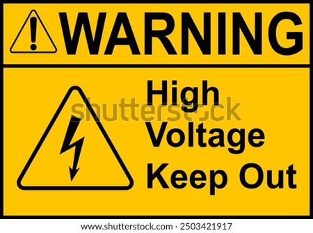 Electric shock sign. High voltage cable warning sign. High voltage equipment. Caution, do not touch the cable. Warning electrical hazard. Do not open electrical panel.