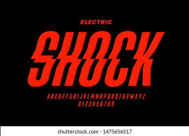 Electric shock style font design, alphabet letters and numbers vector illustration