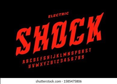 Electric Shock Style Font Design, Alphabet Letters And Numbers Vector Illustration