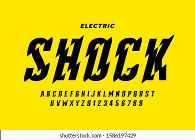 Electric Shock Style Font Design, Alphabet Letters And Numbers Vector Illustration