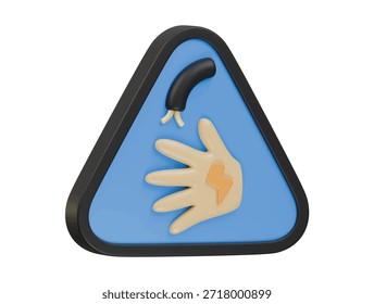 ícone de aviso de choque elétrico renderização de ilustração 3d