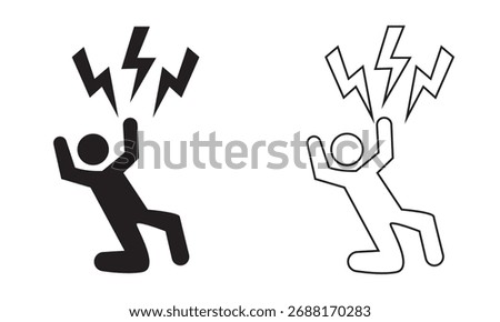 Electric shock warning  icon. Vector illustration. EPS 10