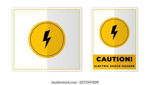 Electric shock warning with lightning Sign Label Symbol Icon Vector Illustration