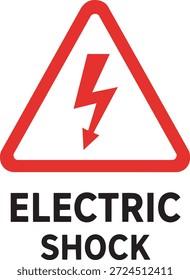 sinal de aviso de choque elétrico com borda triangular vermelha e símbolo de raio