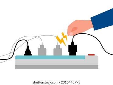 Electric short circuit concept vector illustration on white background.