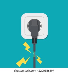 Electric Short Circuit Faulty Damaged Cable Stock Vector (Royalty Free ...