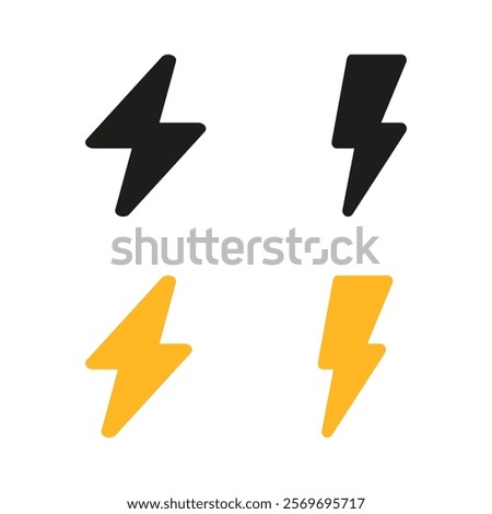 Electric sign. Flash logo. Lightning shape vector set. Electricity icon. Flash icons isolated 