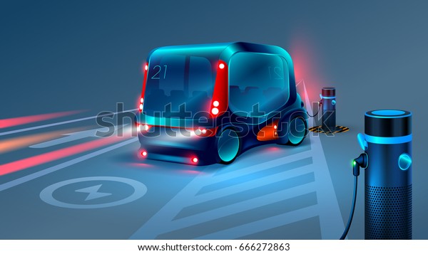 Electric smart bus or minibus charging station.\
Future concept.\
VECTOR.