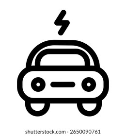 Icono de trazo editable de coche inteligente eléctrico