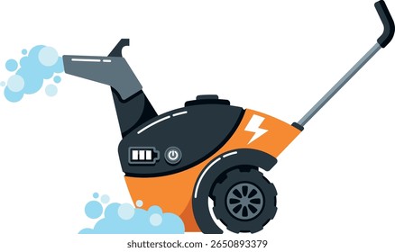 Electric snowplower technique vector illustration