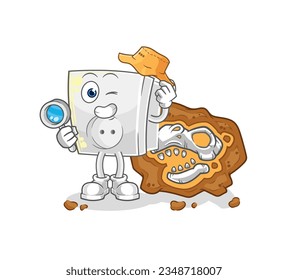 the electric socket archaeologists with fossils mascot. cartoon vector