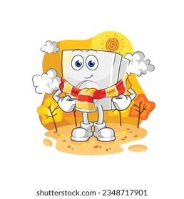 the electric socket in the autumn. cartoon mascot vector