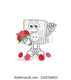 the electric socket with bouquet mascot. cartoon vector