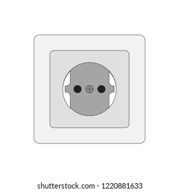 Electric socket cartoon. Outlined illustration with thin line black stroke