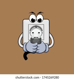 Electric socket character illustration for explanation content