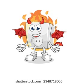 the electric socket demon with wings character. cartoon mascot vector