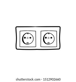 electric socket doodle icon vector hand drawing 